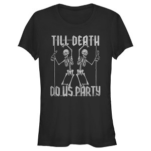 Juniors Womens Lost Gods Halloween Till Death Do Us Party T-Shirt - 1 of 4
