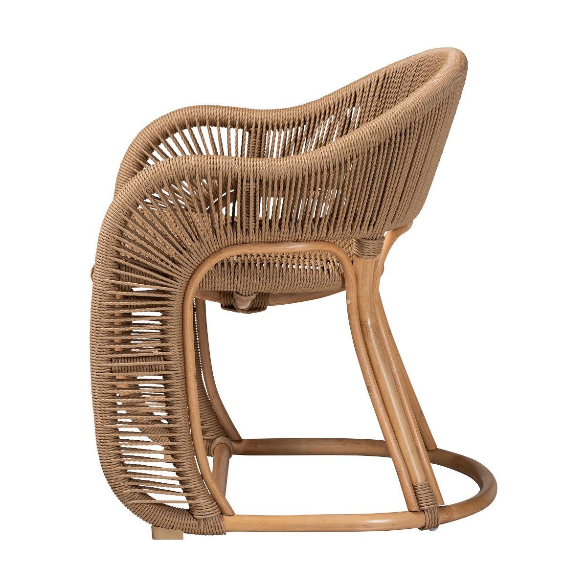 bali & pari Isra Natural Rattan Accent Chair with Handwoven Synthetic Wicker Brown - thumbnail 3