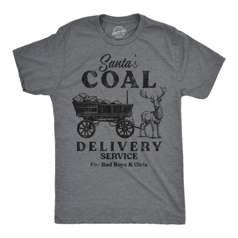 Мужские футболки Crazy Dog T-Shirts, Inc. Mens Funny T Shirts Santas Coal Delivery Service Sarcastic Xmas Graphic Tee for Men - Crazy Dog Men's T Shirt Gift For Christmas Dark Grey L