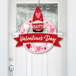 Big Dot of Happiness Valentine Gnomes - Outdoor Valentine's Day Party Decor - Front Door Wreath - 1 of 4