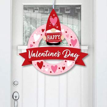 Big Dot of Happiness Valentine Gnomes - Outdoor Valentine's Day Party Decor - Front Door Wreath