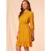 Allegra K Women's Solid Ruffle Hem 3/4 Sleeve A-Line Smocked Short Chiffon Dress - 4 of 4