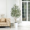 Artificial Olive Tree 5ft/6ft Tall Faux Indoor Plant - Realistic Green Leaves and Black Olives - Decorative Potted Tree for Living Room Home Office - 2 of 4