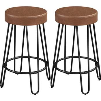 Yaheetech Set of 2 Faux Leather Round Backless Counter Stools