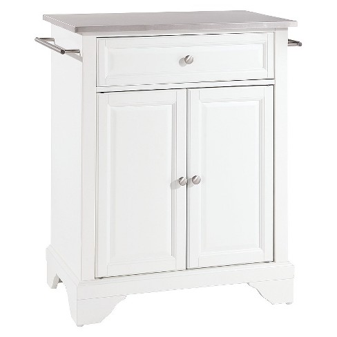 Lafayette Stainless Steel Top Portable Kitchen Island White