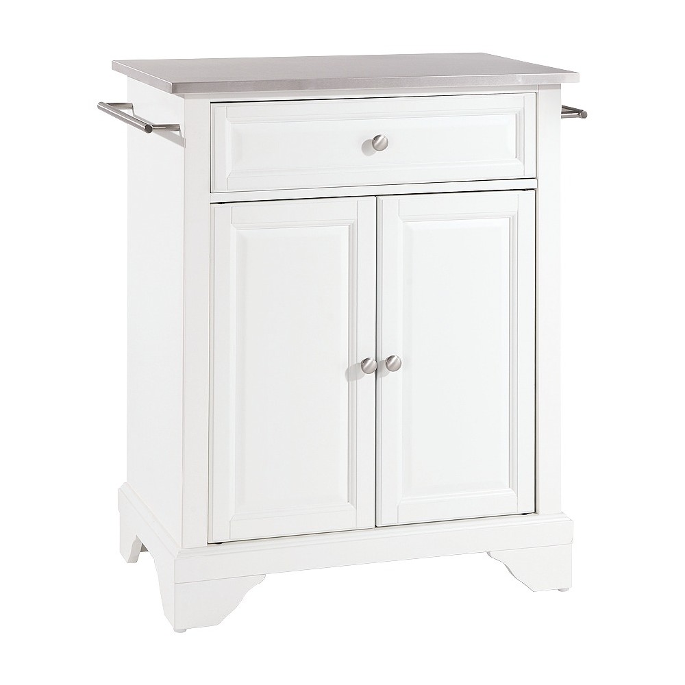 LaFayette Stainless Steel Top Portable Kitchen Island White Crosley