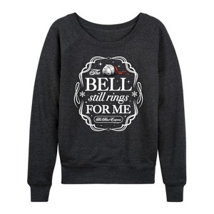 Women's - The Polar Express - The Bell Still Rings For Me Lightweight French Terry Wide Neck Long Sleeve Graphic Shirt - 1 of 4
