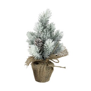 Northlight 0.8 FT Flocked Mini Pine Cone Christmas Tree in Beige Burlap Pot - 1 of 4
