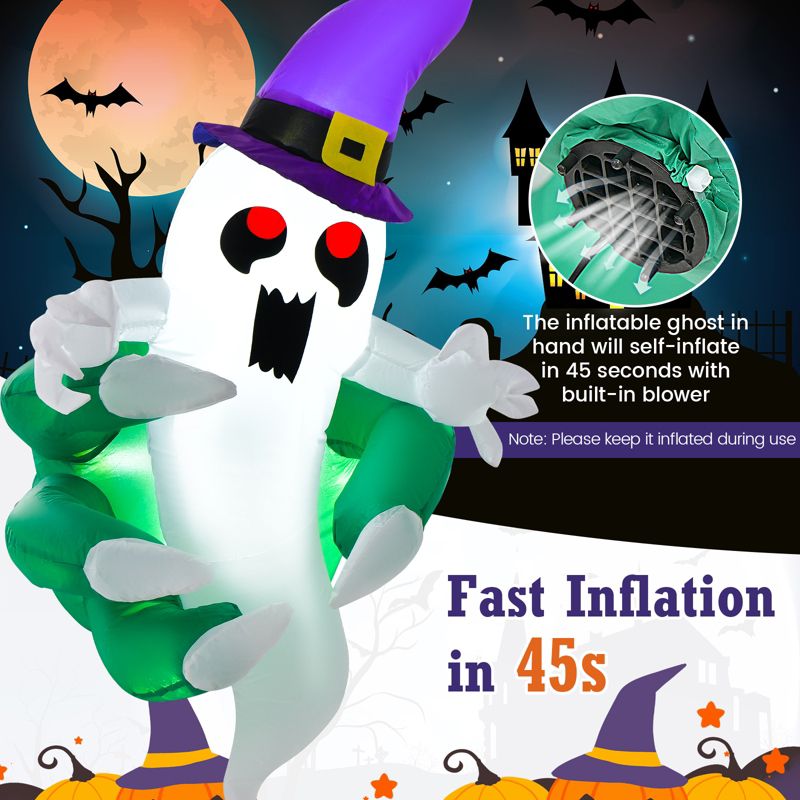 Tangkula Inflatable Ghost Broke Out from Window Blow Up Decorations with Built-in LED Lights 3 Suction Cups Halloween Inflatable Prop, 5 of 11