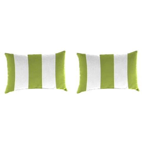 Hanover Geo Stripe Green Indoor or Outdoor Throw Pillow