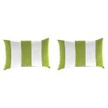 Set of 2 12" x 18" Outdoor Throw Pillows Cabana Green/White - Jordan Manufacturing
