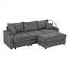 Modern 102" Corduroy L-Shaped Sectional Sofa with Storage Ottomans, Cup Holders & Phone Holder - 2 of 4