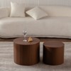 SEVOBAL Round Wooden Modern End Table Set of Two No Assembly with Space Saving Nesting Design for Family and Office, Brown, 20.87"*20.87"*17.32" - 4 of 4