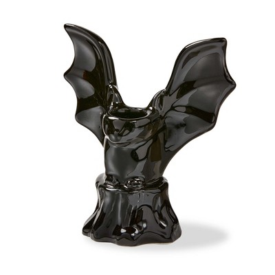 tag Halloween Black Ceramic Bat Taper Candle Holder
