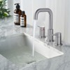 WOWOW 8 in. Widespread Double Handle Bathroom Basin Faucet with Drain Kit in Brushed Nickel - 3 of 4
