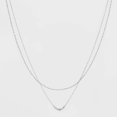 Stone Multi-Strand Necklace - A New Day&#8482; Silver