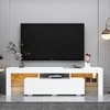 Chic Crate - Modern White TV Stand, 20 Colors LED TV Stand w/Remote Control Lights - 3 of 4