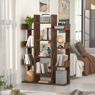 Aheaplus Tree-Shaped Bookcase with 13 compartments, Display Open Bookshelf