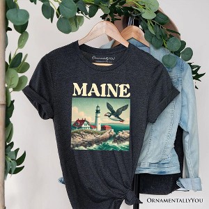 Vintage Maine State Lighthouse and Puffin T-Shirt, New England Coastal Tee and Seaside Souvenir | OrnamentallyYou - 1 of 4