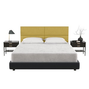Jaxx Panelist Modern Padded Headboard – Set of 4 Wall Mounted Panels - Queen, Amber Gold Microvelvet - 1 of 4