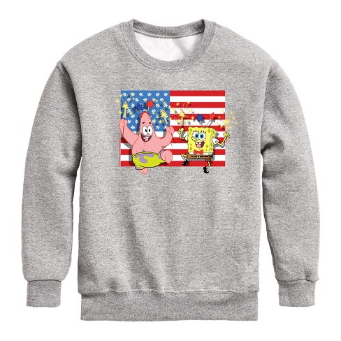 Boys' - SpongeBob SquarePants - Patrick Sparkers Flag Graphic Long Sleeve Fleece Sweatshirt - image 1 of 4