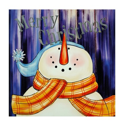 Northlight LED Lighted "Merry Christmas" Snowman Christmas Canvas Wall Art 11.75" x 11.75"