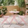 EROMMY Outdoor 3-Pc Bistro Set, Patio Dining Set, Foldable, Stainless Steel, Suitable for Patio, Balcony, Garden, Pool - Pink - 2 of 4