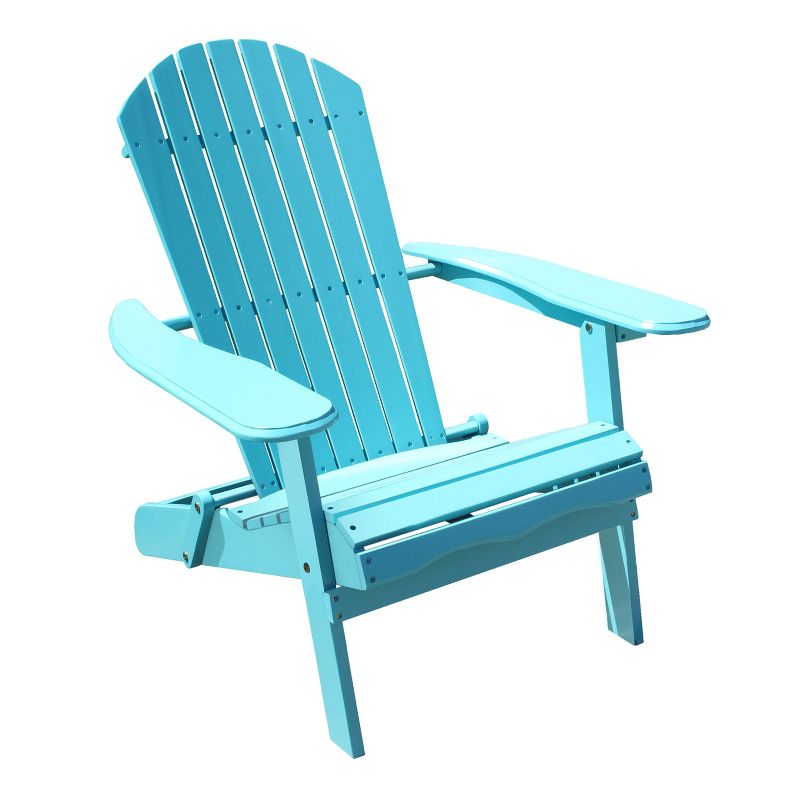 Northbeam Outdoor Lawn Garden Portable Foldable Wooden Adirondack Accent Chair, Deck, Porch, Pool and Patio Seating with 250 Pound Capacity, Teal, 1 of 7