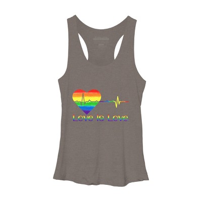 Adult Design By Humans Pride Love is Love Heartbeat By WinterJJ Racerback Tank Top