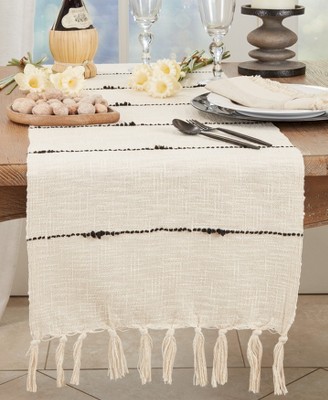 Boho Chic Striped Woven Cotton Polyester Table Runner