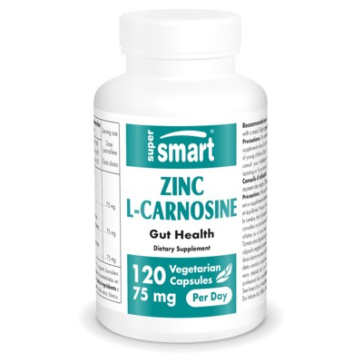 SuperSmart Zinc L-Carnosine 75mg per Day (Well-Tolerated) - Zinc Carnosine Supplement | Non-GMO & Gluten Free - 120 Vegetarian Capsules