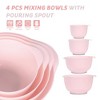Itopfox Nesting Plastic Mixing Bowl Set with Pour Spouts, 4 Piece Set for Prepping, Mixing, Baking, Cooking, Food Safe & Non-Toxic (Pink) - 2 of 4