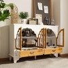 FUFU&GAGA White Storage Cabinet European Style Carved Surface Arched Glass Door - 2 of 4