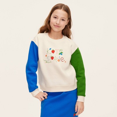 Girls' Colorblock Pullover Sweatshirt - kate spade new york x Target Cream/Blue/Green