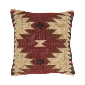 Saro Lifestyle Exquisite Handwoven Kilim Pillow Cover, Multicolored, 18"x18" - 1 of 2