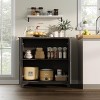 Fluted Buffet Sideboard with Storage, Modern Coffee Bar Cabinet with Adjustable Shelves, Kitchen Hutch - 3 of 4