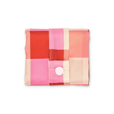 Reusable Folding Tote Bag Red Grids - Bullseye's Playground™