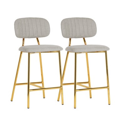 TOV Furniture Ariana Counter Stool with Gold Legs - Set of 2 in Grey