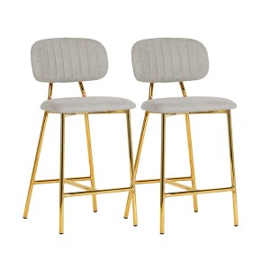 TOV Furniture Ariana Counter Stool with Gold Legs - Set of 2 in Grey - 1 of 4