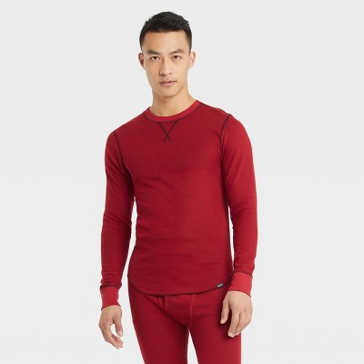 Hanes Men's Thermal Crew Neck T-Shirt - Heathered Red