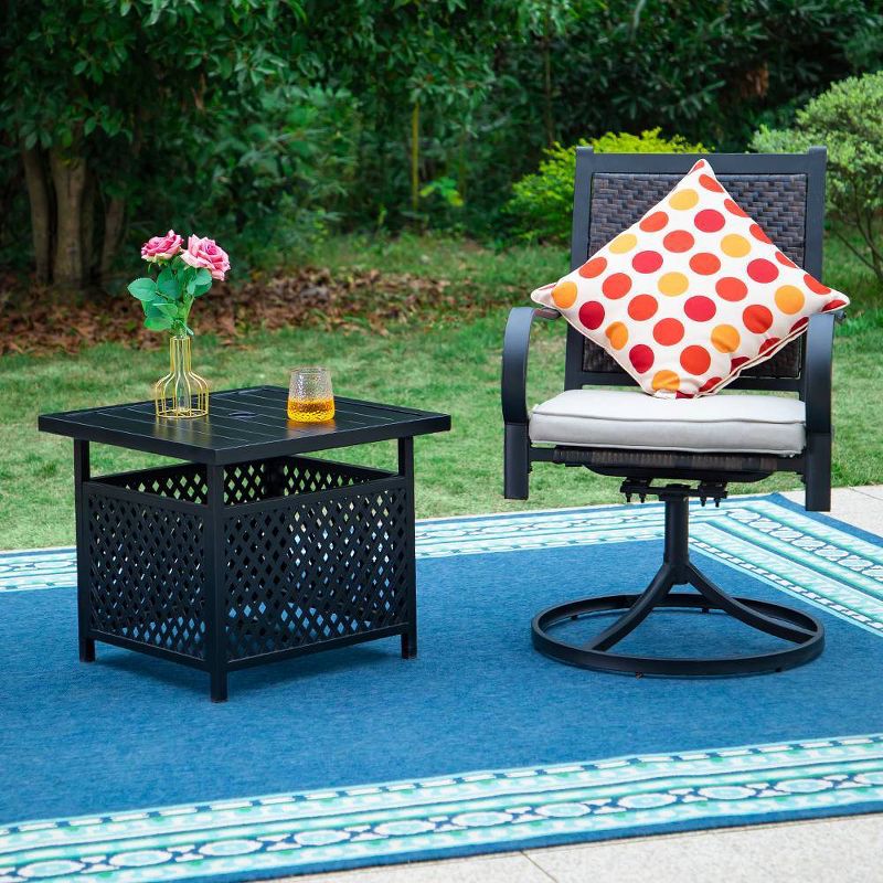 3pc Patio Conversation Set with Rattan Wicker Swivel Chairs &#38; Coffee Table - Captiva Designs, 2 of 10