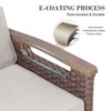 POCASSY Outdoor Sofa Patio Couch, All Weather Brown Wicker 3-Seater Outdoor Furniture Sofa with Dark Brown Hand-Brushed Arms & Comfort 4" Cushion - 2 of 4