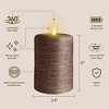 LumiPur 3.5"x5" Signature Natural Glow Flickering Flameless LED Wax Pillar Candle Cocoa Brown - 4 of 4