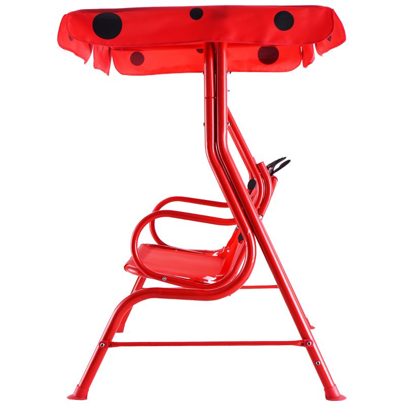Costway Kids Patio Swing Chair Children Porch Bench Canopy 2 Person Yard Furniture red, 4 of 11
