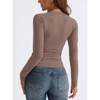 Fashion V Neck Slim Fitted Long Sleeve Crop Tops Y2K Basics Outfits Clothes Women's 2025 Fall - 4 of 4