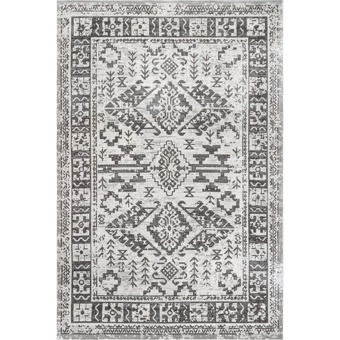 nuLOOM Casandra Machine Washable Moroccan Motif Area Rug - Grey 4' x 6