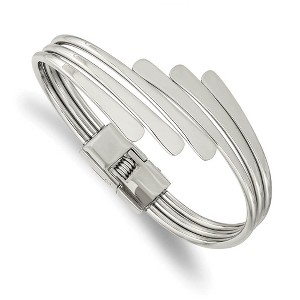 Black Bow Jewelry 28mm Stainless Steel Polished Triple Bypass Hinged Bangle Bracelet - 1 of 4