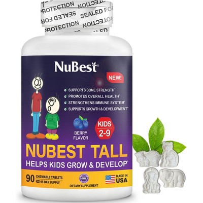 NuBest Tall Kids - Pediatrician-Recommended Multivitamins for Ages 2-9, Supports Height Growth and Overall Wellness, 90 Berry Chewable Tablets