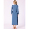 cheibear Women's Long Sleeve V Neck Soft Sleep Dress with Pockets - 3 of 4