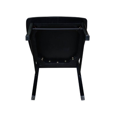 Elegant High-Back Cross Solid Parawood Side Chair in Black - Set of 2